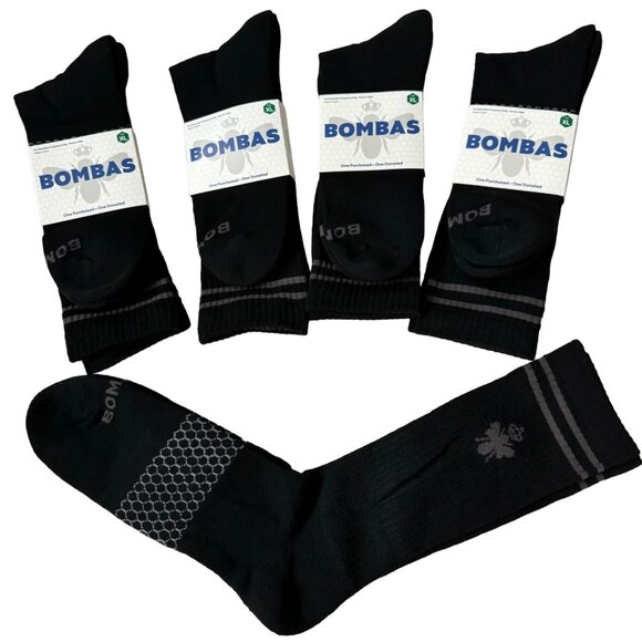 Bombas midcalf socks mens size XL Black Honeycomb stay up antimicrobial X5 new - Picture 2 of 9